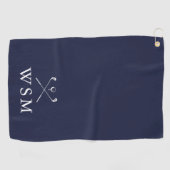 Serviette De Golf Monogramme personnalisé Club de golf Marine Blue (Horizontal)