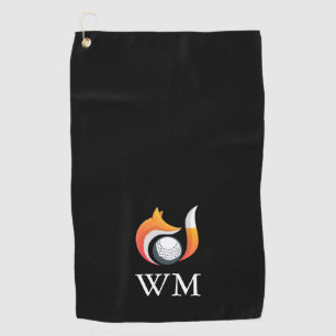 Serviette De Golf Monogramme personnalisé élégant Renard et Balle 