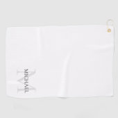 Serviette De Golf Monogramme personnalisé et nom blanc (Horizontal)