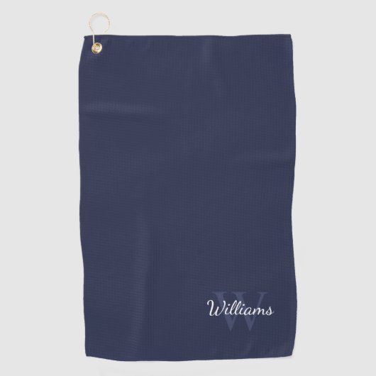 Serviette De Golf Monogramme personnalisé et nom Navy Blue (Devant)