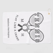 Serviette De Golf monogramme personnalisé et nom TENNIS Golf / Tenni (Horizontal)