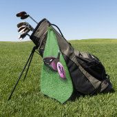 Serviette De Golf Monogramme personnalisé Fancy Script Pink Golf Bal