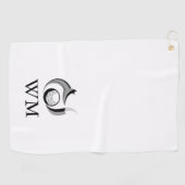Serviette De Golf Monogramme Personnalisé Fox Et Golf Ball (Horizontal)