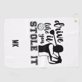 Serviette De Golf Monogramme personnalisé Funny noir blanc (Horizontal)