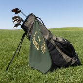 Serviette De Golf Monogramme personnalisé Gold Crest (Vert)