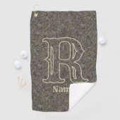Serviette De Golf Monogramme personnalisé initial nom floral marron (En situation)