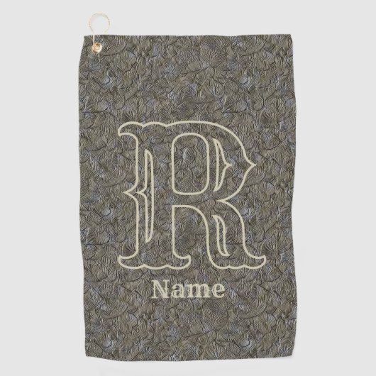 Serviette De Golf Monogramme personnalisé initial nom floral marron (Devant)