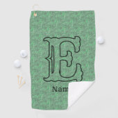 Serviette De Golf Monogramme personnalisé initial nom floral vert (En situation)