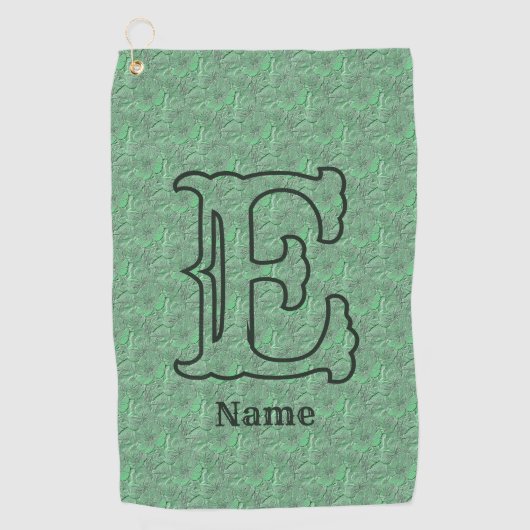 Serviette De Golf Monogramme personnalisé initial nom floral vert (Devant)
