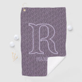 Serviette De Golf Monogramme personnalisé initial nom floral violet (En situation)