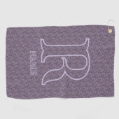 Serviette De Golf Monogramme personnalisé initial nom floral violet (Horizontal)