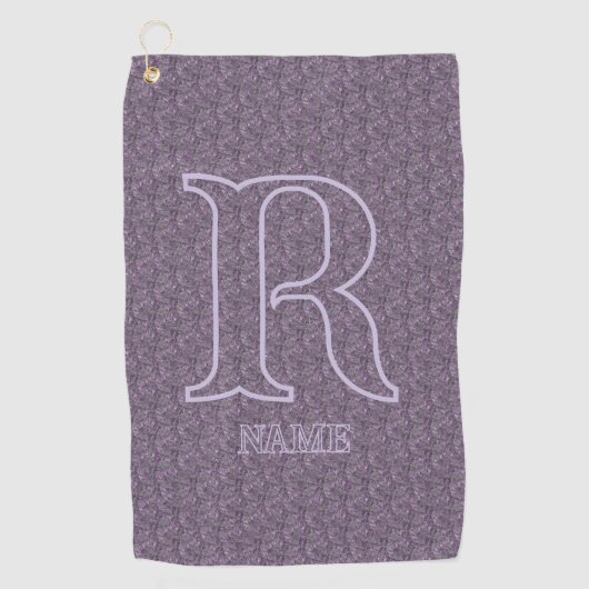 Serviette De Golf Monogramme personnalisé initial nom floral violet (Devant)