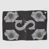 Serviette De Golf Monogramme personnalisé initial Nom Morning Glory  (Horizontal)