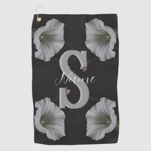 Serviette De Golf Monogramme personnalisé initial Nom Morning Glory  (Devant)