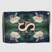 Serviette De Golf Monogramme personnalisé initial nom Rose pêche (Horizontal)