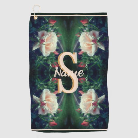 Serviette De Golf Monogramme personnalisé initial nom Rose pêche (Devant)