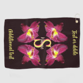 Serviette De Golf Monogramme personnalisé Initiale Nom Lily Art (Horizontal)