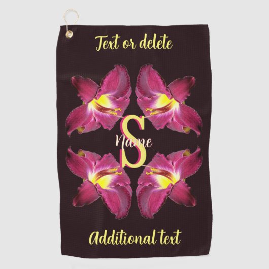 Serviette De Golf Monogramme personnalisé Initiale Nom Lily Art (Devant)