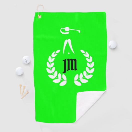 Serviette De Golf Monogramme personnalisé Lime vert (En situation)