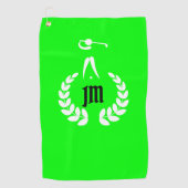 Serviette De Golf Monogramme personnalisé Lime vert (Devant)