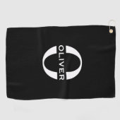 Serviette De Golf Monogramme Personnalisé Noir Et Blanc Nom (Horizontal)