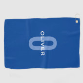 Serviette De Golf Monogramme personnalisé Nom bleu blanc (Horizontal)