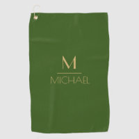 Monogramme personnalisé | Nom Golf vert et or  