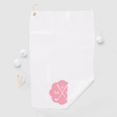 Serviette De Golf Monogramme personnalisé rose (En situation)