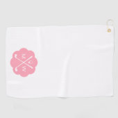 Serviette De Golf Monogramme personnalisé rose (Horizontal)