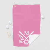 Serviette De Golf Monogramme personnalisé rose (En situation)