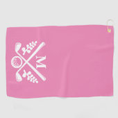 Serviette De Golf Monogramme personnalisé rose (Horizontal)