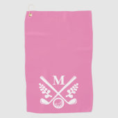 Serviette De Golf Monogramme personnalisé rose (Devant)