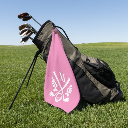 Serviette De Golf Monogramme personnalisé rose (Vert)