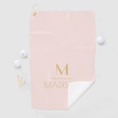 Serviette De Golf Monogramme personnalisé rose et or | Nom (En situation)