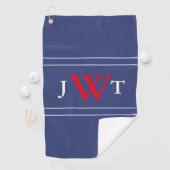 Serviette De Golf Monogramme personnalisé rouge blanc et bleu (En situation)