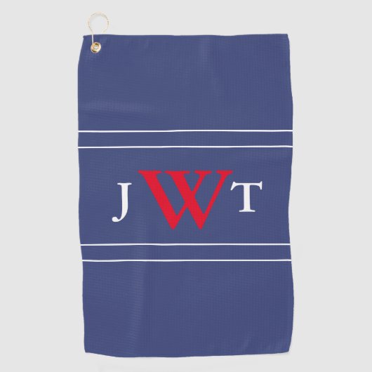 Serviette De Golf Monogramme personnalisé rouge blanc et bleu (Devant)