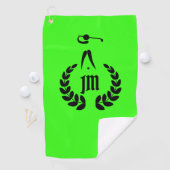Serviette De Golf Monogramme personnalisé Vert néon personnalisé (En situation)