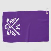 Serviette De Golf Monogramme personnalisé violet (Horizontal)