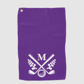 Serviette De Golf Monogramme personnalisé violet (Devant)