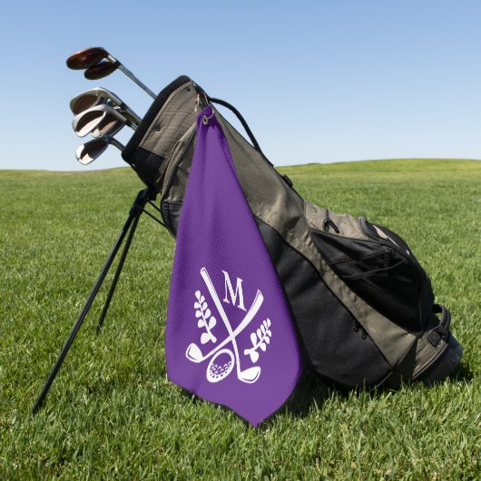 Serviette De Golf Monogramme personnalisé violet (Vert)