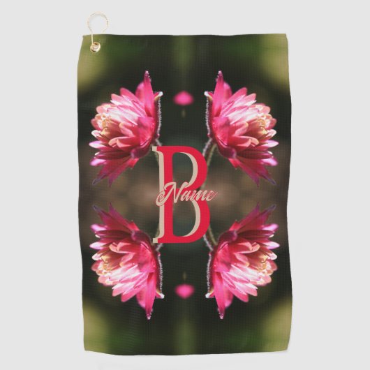 Serviette De Golf Monogramme personnalisé Votre initiale Nom Fleur r (Devant)