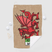 Serviette De Golf Monogramme personnalisé Welsh Dragon (En situation)