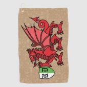 Serviette De Golf Monogramme personnalisé Welsh Dragon (Devant)