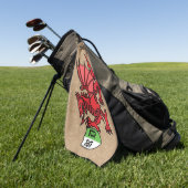 Serviette De Golf Monogramme personnalisé Welsh Dragon (Vert)