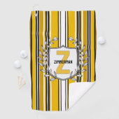 Serviette De Golf Monogramme Personnalisé Yellow Black Strips (En situation)