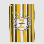 Serviette De Golf Monogramme Personnalisé Yellow Black Strips (Devant)