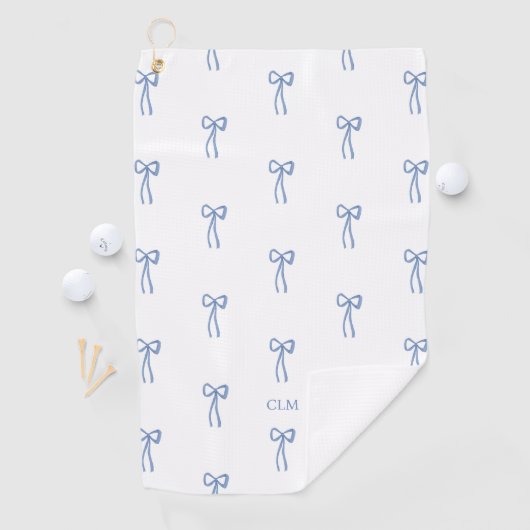 Serviette De Golf Monogramme Petit Bow bleu (En situation)