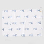 Serviette De Golf Monogramme Petit Bow bleu (Horizontal)