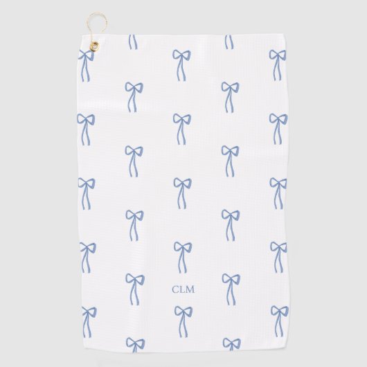 Serviette De Golf Monogramme Petit Bow bleu (Devant)