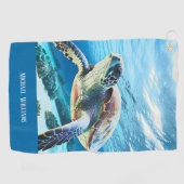 Serviette De Golf Monogramme photo Hawaii Turtle Honu (Horizontal)